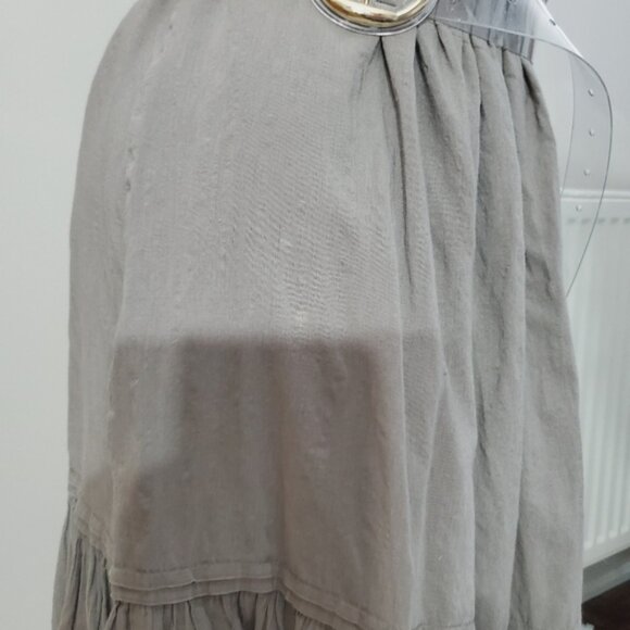 Gap Vintage Sandy Taupe Drop Waist Pleated Strappy Midi Dress - Picture 13 of 16